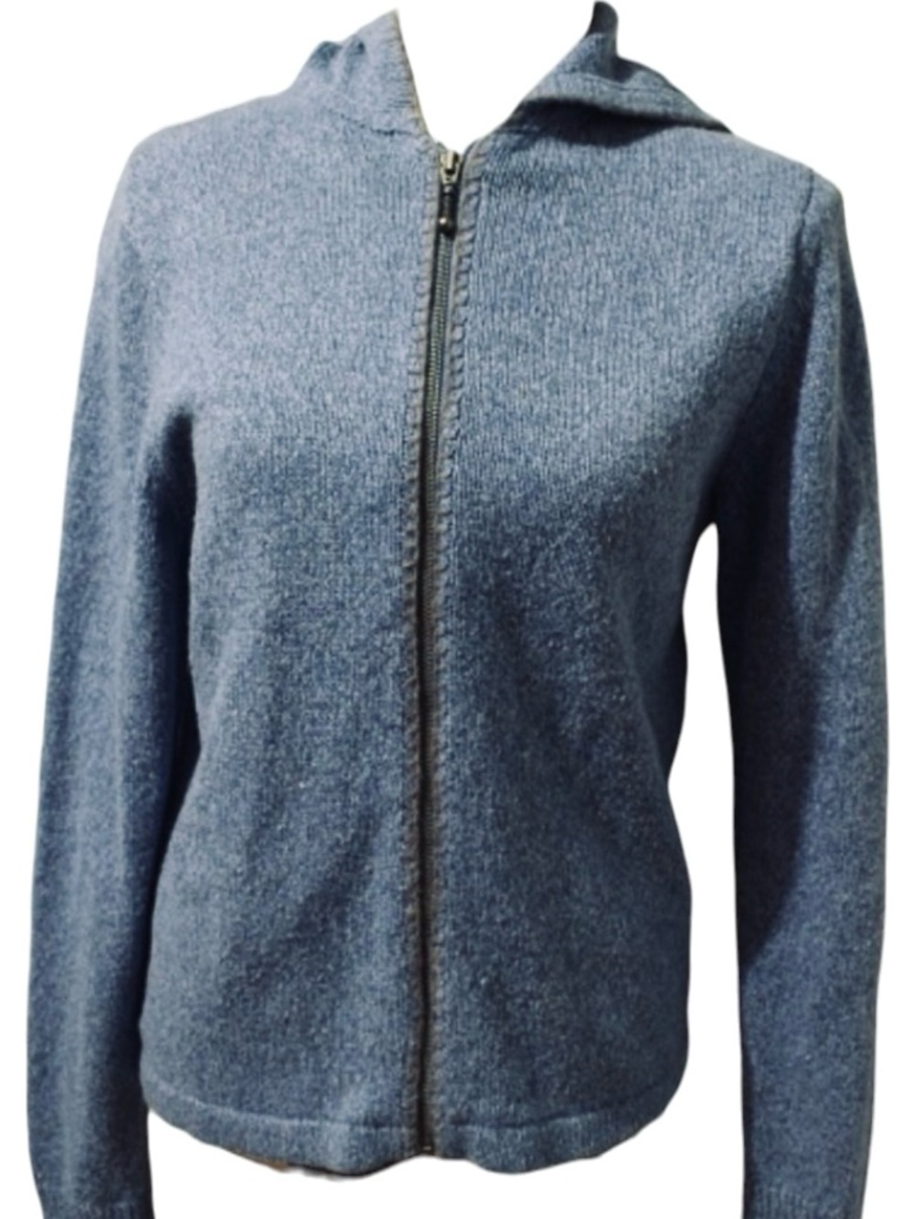 Women's Woolrich Blue Zip-Up Hooded Sweater M